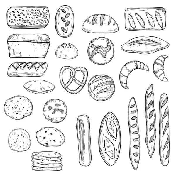 Handgemachtes Brot Vektorskizze Als Illustration — Stockvektor