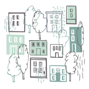 El yapımı evler. Vektör çizimi çizimi.