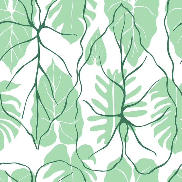 Plantes Tropicales Dessinées Main Modèle Sans Couture Vectoriel — Image vectorielle