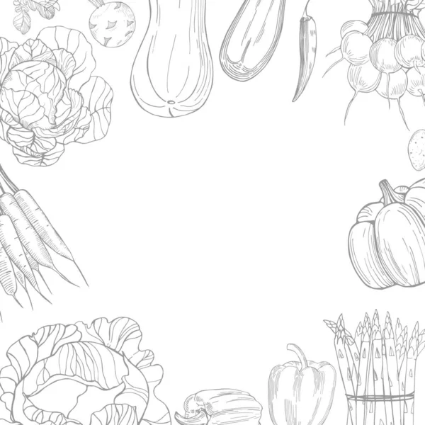 Légumes Dessinés Main Sur Fond Blanc Illustration Croquis Vectoriels — Image vectorielle