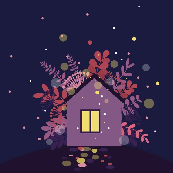 Night Fairy House Vector Illustration — Stock Vector
