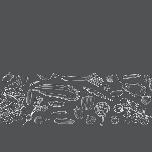 Векторний Фон Намальованими Вручну Овочами Ескізна Ілюстрація — стоковий вектор