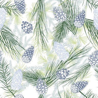 Elle çizilmiş Noel bitkileriyle kusursuz bir desen.