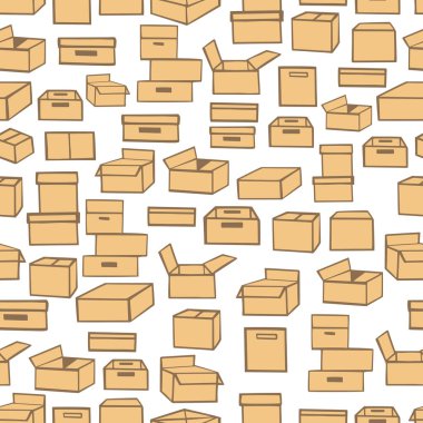 Elle çizilmiş karton kutularla vektörsüz desen.