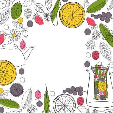 Bitki çayı. Vektör çerçevesi
