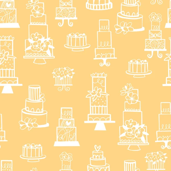 Wedding Cakes Dessert Table Vector Seamless Pattern — Stock Vector