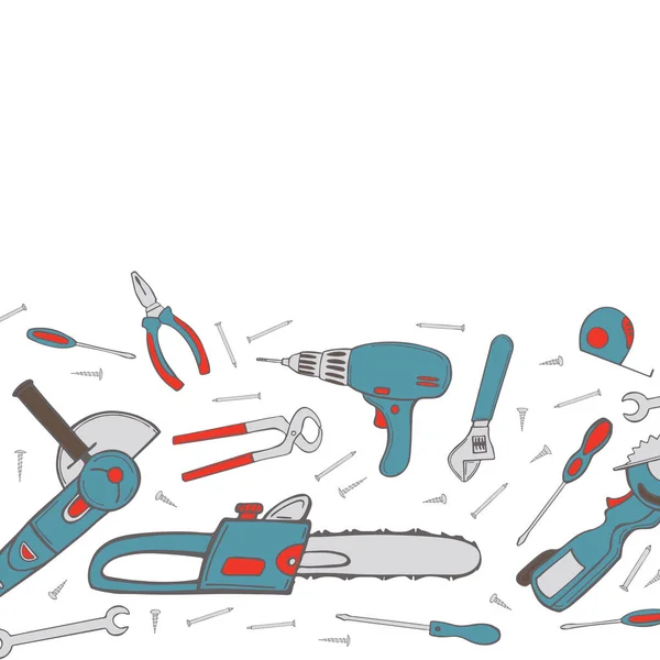 Διάνυσμα Φόντου Εργαλεία Εργασίας Ζωγραφισμένα Στο Χέρι Εικονογράφηση Σκετς — Διανυσματικό Αρχείο