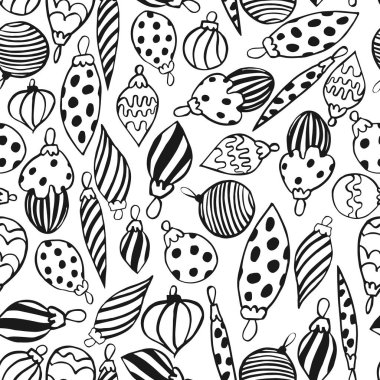 Elle çizilmiş Noel toplarıyla kusursuz desen. 