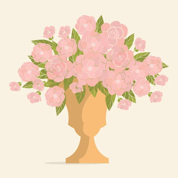 Букет Рожевих Квітів Вазі Векторні Ілюстрації — стоковий вектор