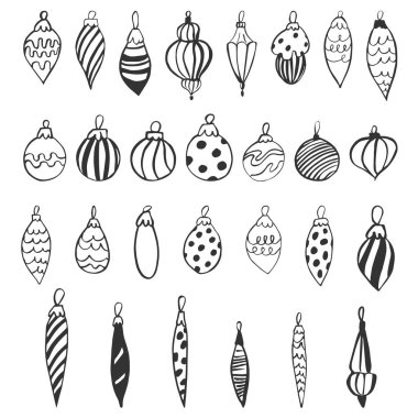 El çizimi Noel topları. Vektör çizimi çizimi.