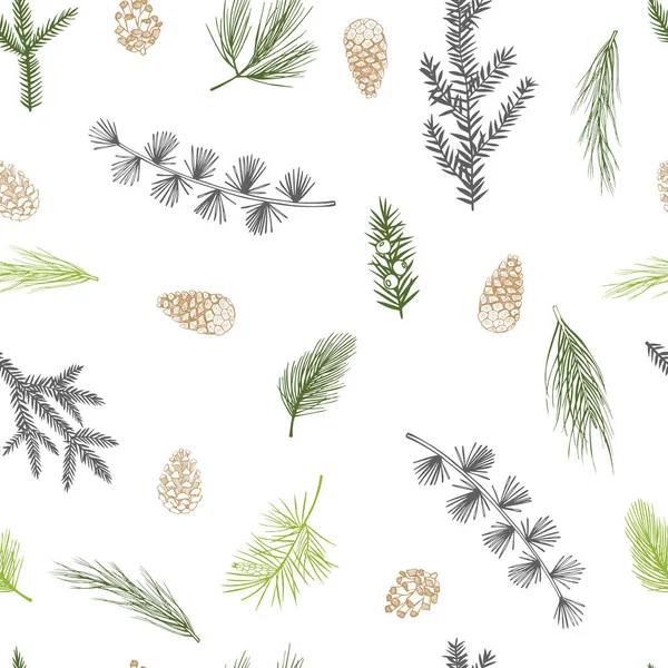 Elle çizilmiş Noel bitkileriyle kusursuz bir desen.