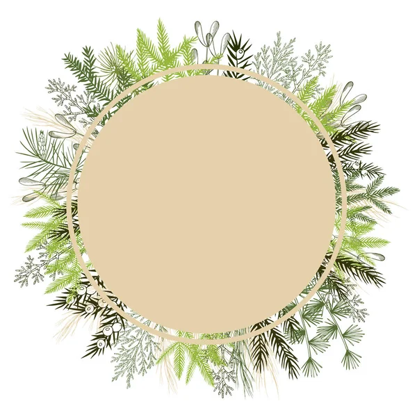 Noel bitkisiyle vektör çerçevesi. Elle çizilmiş ilüzyon.