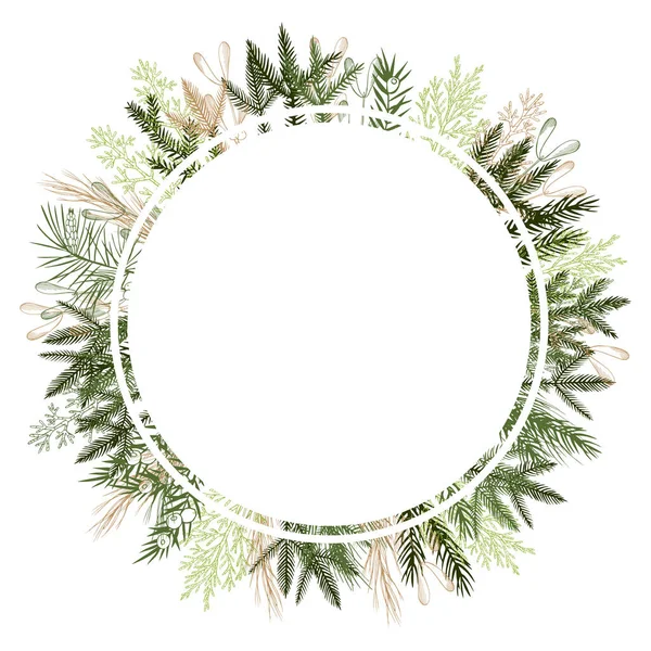 Noel bitkisiyle vektör çerçevesi. Elle çizilmiş ilüzyon.