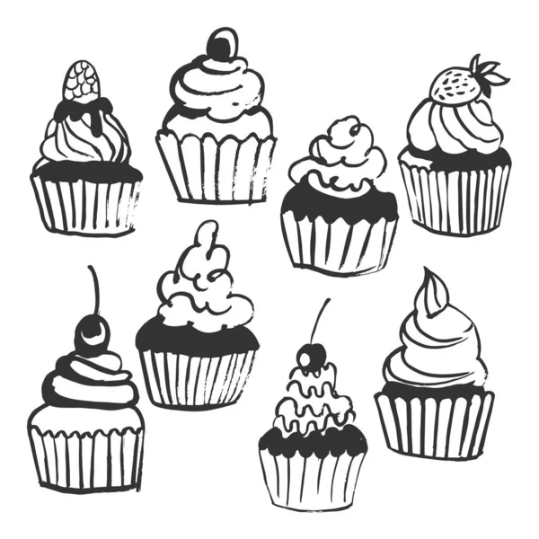 El çizimi kekler. Vektör çizimi çizimi.