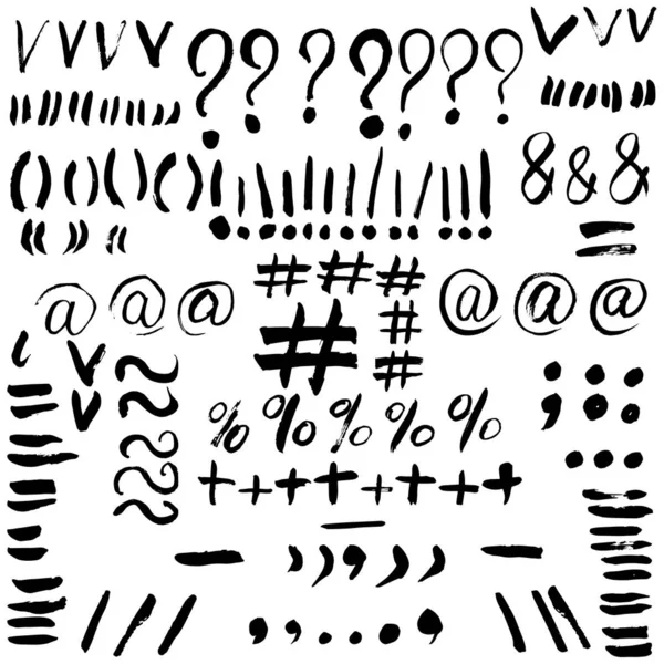 Segni Tipografici Disegnati Mano Segni Simboli Alfabetici Illustrazione Schizzo Vettoriale — Vettoriale Stock