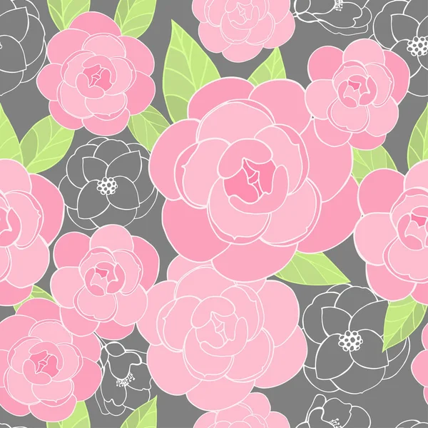 Vector Seamless Pattern Pink Flowers — Stock Vector