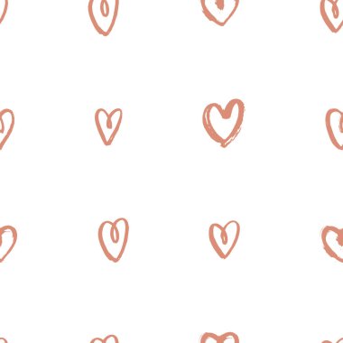 Yürekleri çizilmiş vektör seamless modeli. 