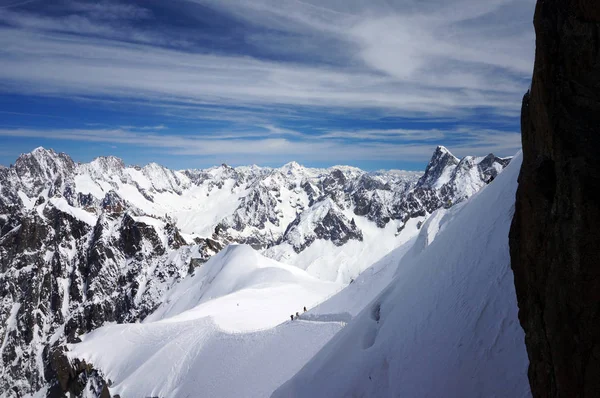 Aiguille Du Midi-샤모니에서에서 흔적의 보기 — 스톡 사진