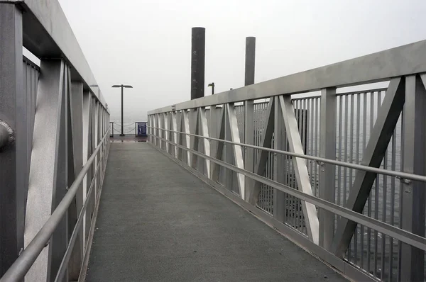 Gangway Ferry Landing Fog East River Brooklyn — Photo