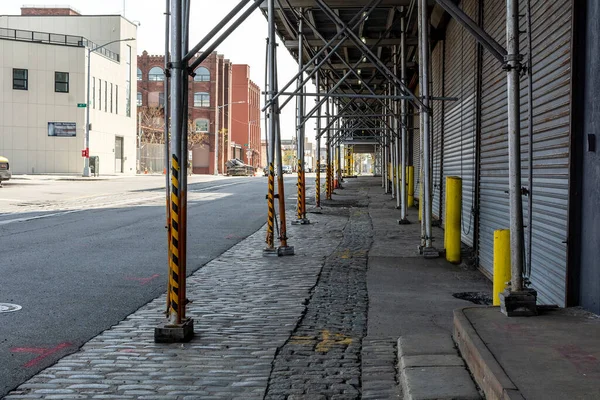 Gehweg Unter Baugerüsten Sunset Park Brooklyn — Stockfoto