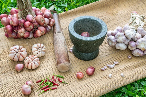 Preparation of Thai Chili paste Healthy Chili Paste — Stock Photo, Image