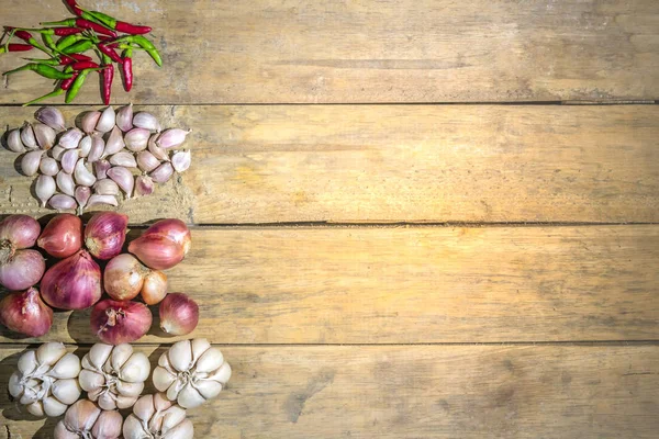 View from above Thai herbs on wooden floor — Stock Photo, Image