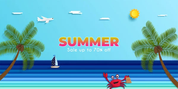 Vista Mar Promover Para Viajar Compras Durante Verano Festivo Season — Archivo Imágenes Vectoriales