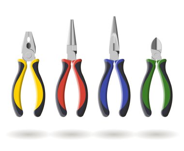 Set of three different types  pliers and sidecutters clipart