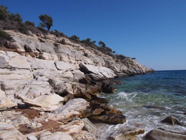 Yunanistan Thassos plaj sahil rock