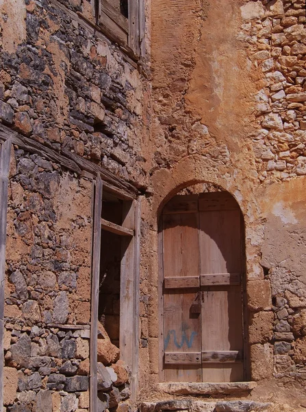 Ruiny Stergo Budynku Wyspie Spinalonga Kreta Grecja — Zdjęcie stockowe