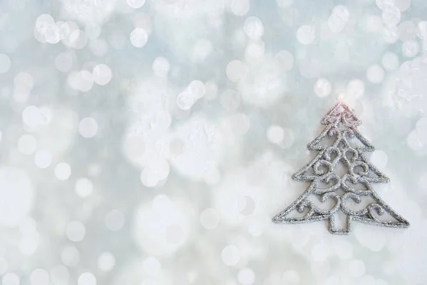 Natal Cartão Prata Árvore Natal Fundo Pastel Brilhante Cintilante — Fotografia de Stock