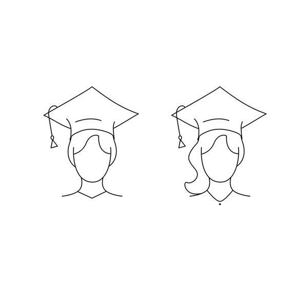 Icono del estudiante en el estilo de esquema vector — Vector de stock