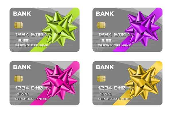 Ställa in kreditkort med rosett menyfliksområdet — Stockfoto