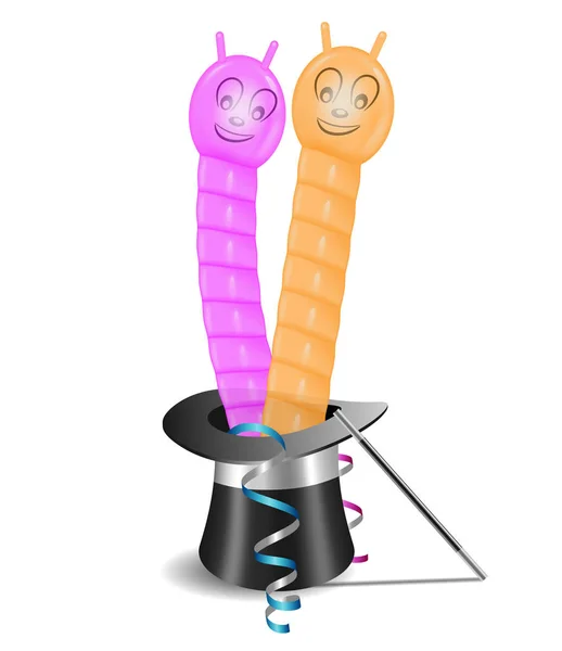 Червячные шарики в волшебной шляпе — стоковое фото