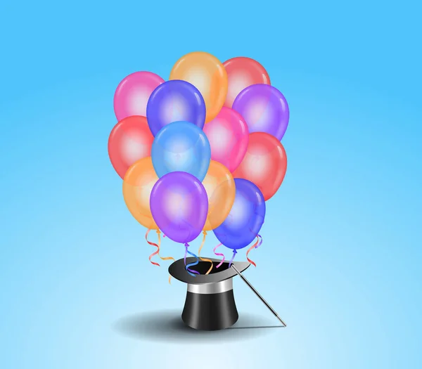 Balões Coloful no chapéu mágico — Fotografia de Stock