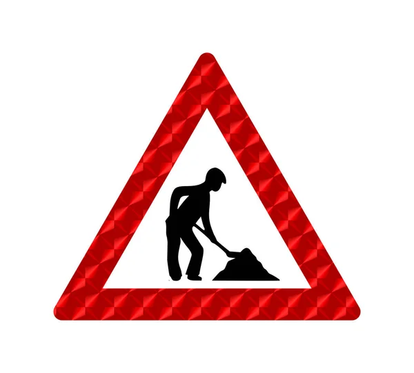 Reflective sign road works — Stock Photo, Image