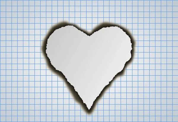 Burned grid paper, heart shape