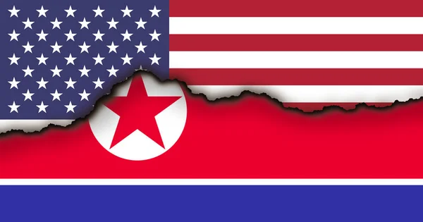 미국과 북한, 갈등 개념의 플래그 — 스톡 사진
