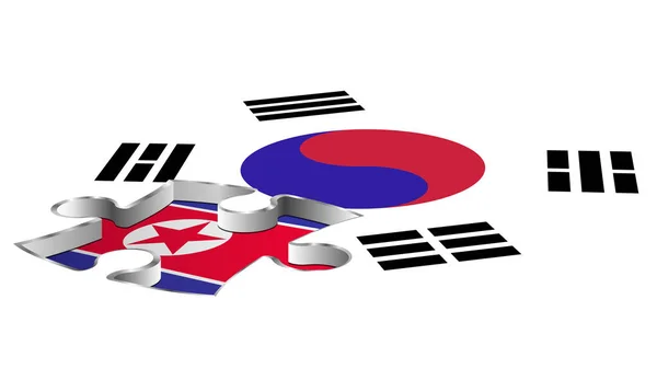 Kuzey ve Güney Kore, çatışma kavramı bayrağı — Stok fotoğraf