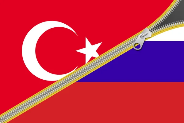 Drapeaux de Russie et de Turquie, concept d'alliance — Photo