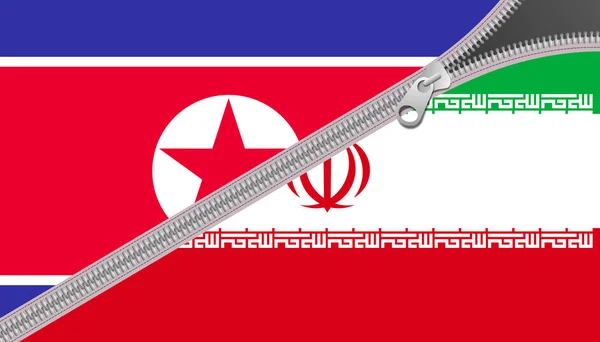 Flags of North Korea and Iran — Stock Photo, Image