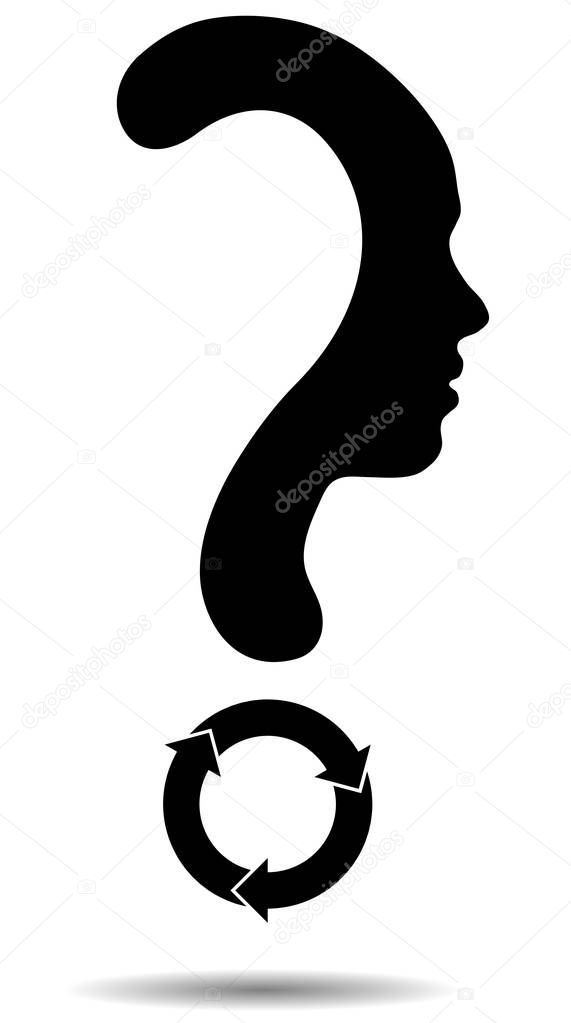 Question mark symbol silhouette of a girl