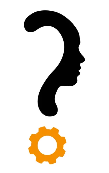 Fragezeichen Symbol Silhouette eines Mädchens — Stockvektor