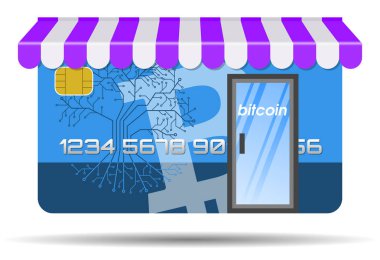 Soyut kredi kartı bitcoins, kavram online alışveriş