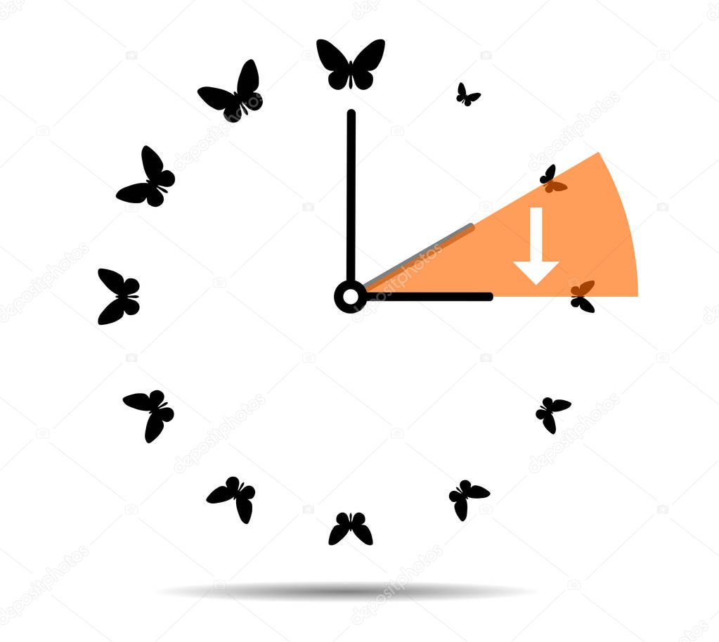 Summer time, clock with butterflies