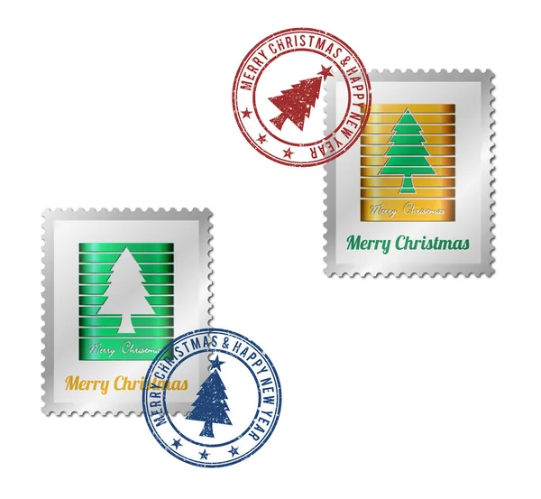 Árbol de Navidad abstracto en un sello postal —  Fotos de Stock