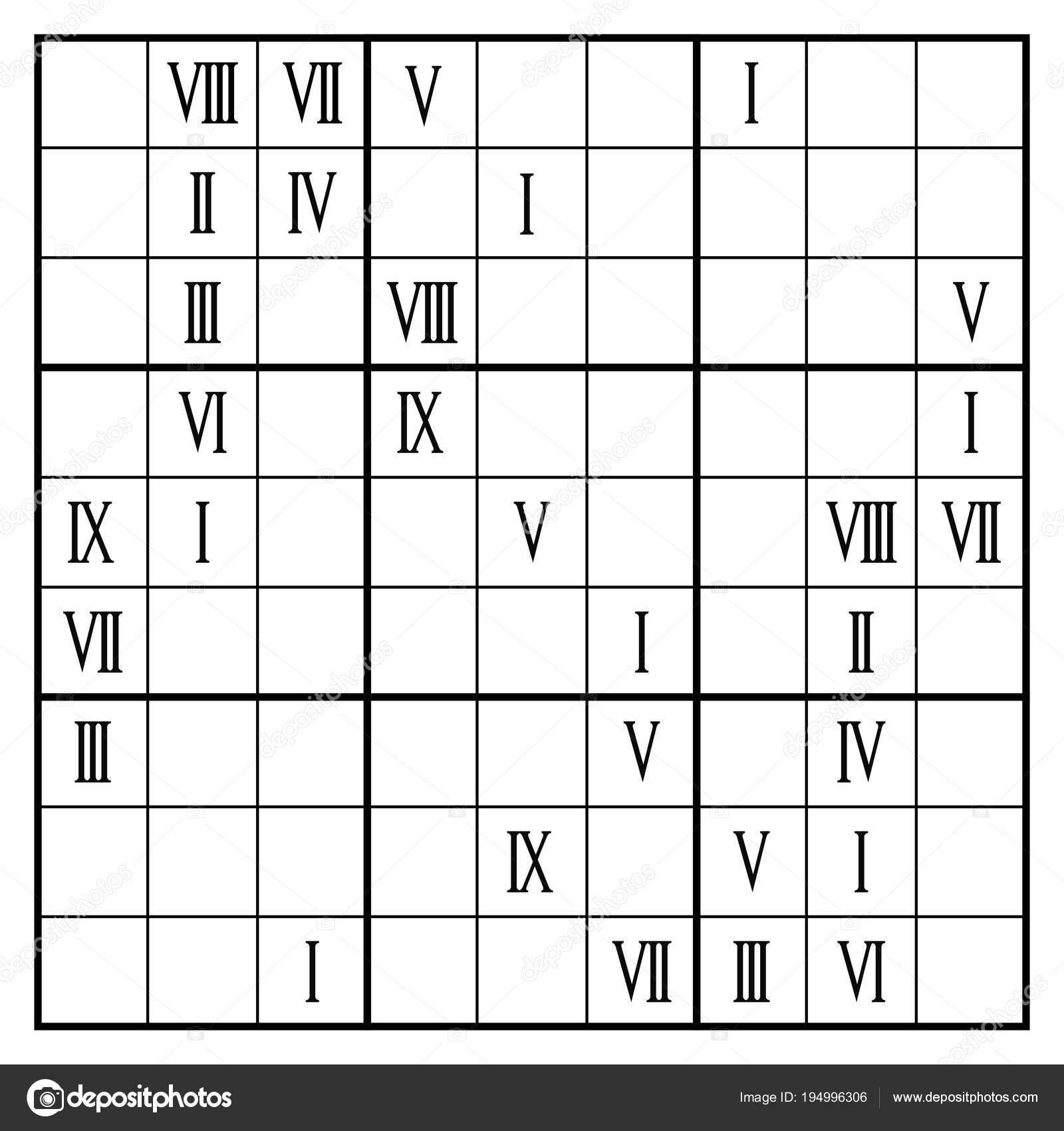 Sudoku game, Roman numerals — Stock Vector © lobo.71.seznam.cz 194996306