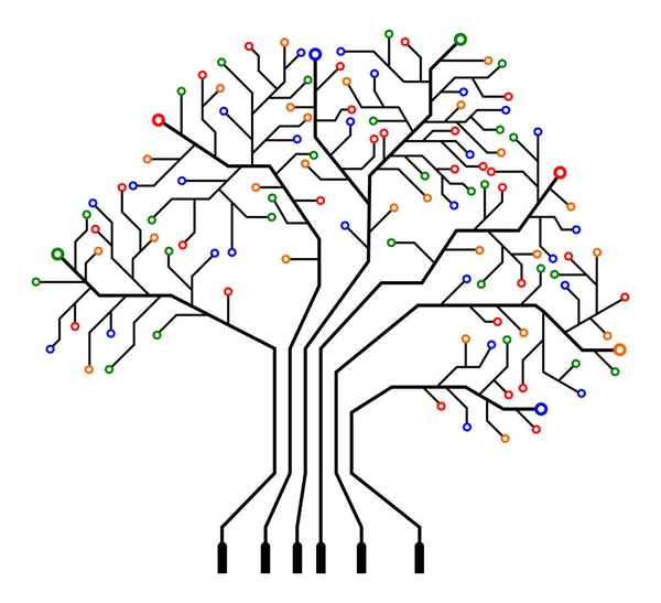 Printed circuit like tree — Stock Vector