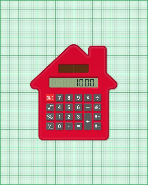 Plasarea grafului grilă de hârtie fundal și Calculator House — Fotografie, imagine de stoc