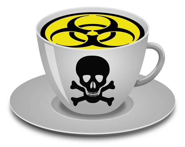 Coronavirus teken, biohazard alert in een koffiekopje op witte achtergrond — Stockfoto